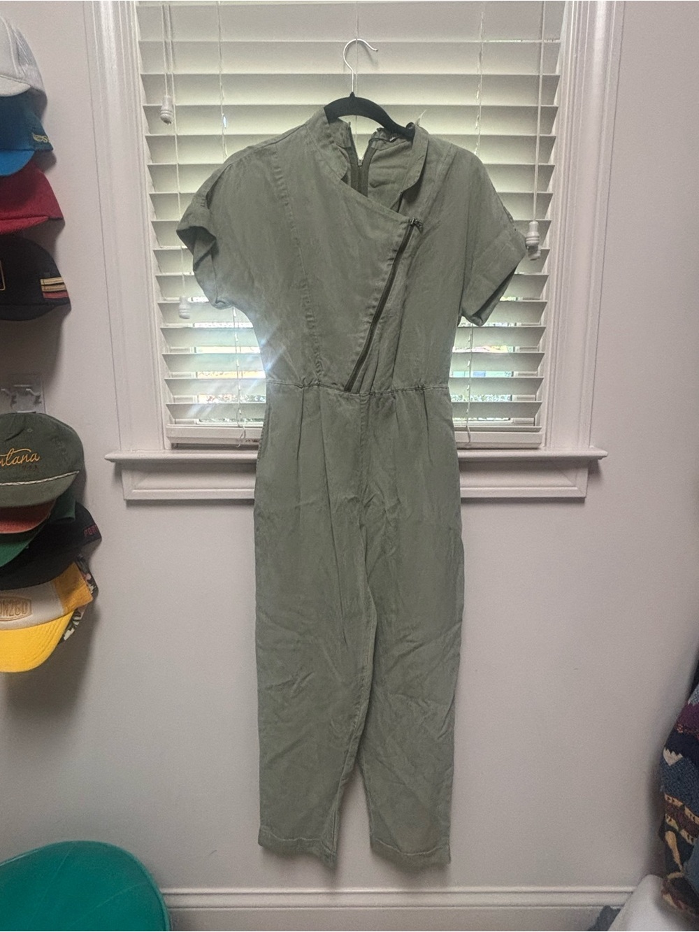 Alice + Olivia Olive Green Short-Sleeve Utility Jumpsuit